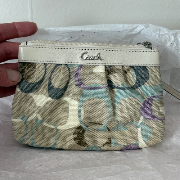 Coach Beige and Purple Patterned Wristlet - Picture 8 of 8